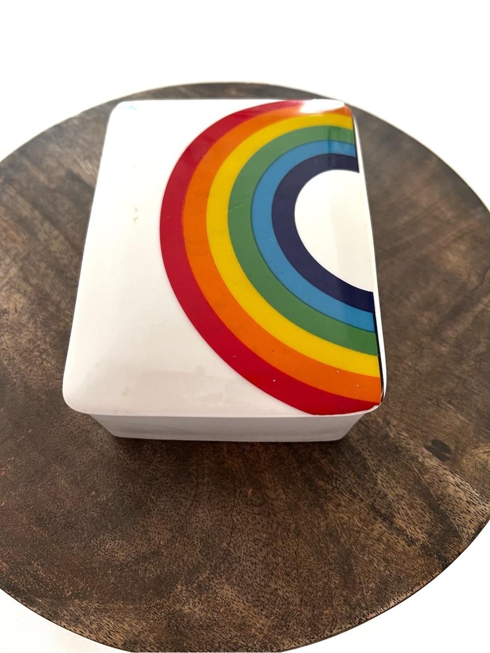 Vintage Rainbow Trinket Box Aldon Accessories N.Y.C. 1980 Made in Japan - Picture 5 of 11